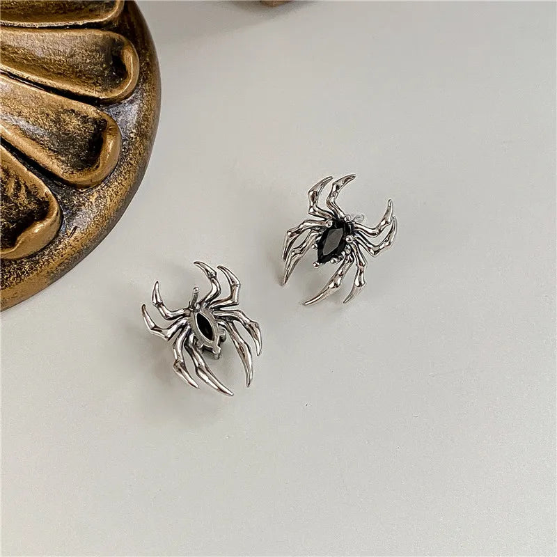 Halloween Gothic Retro Old Spider Zircon Earrings