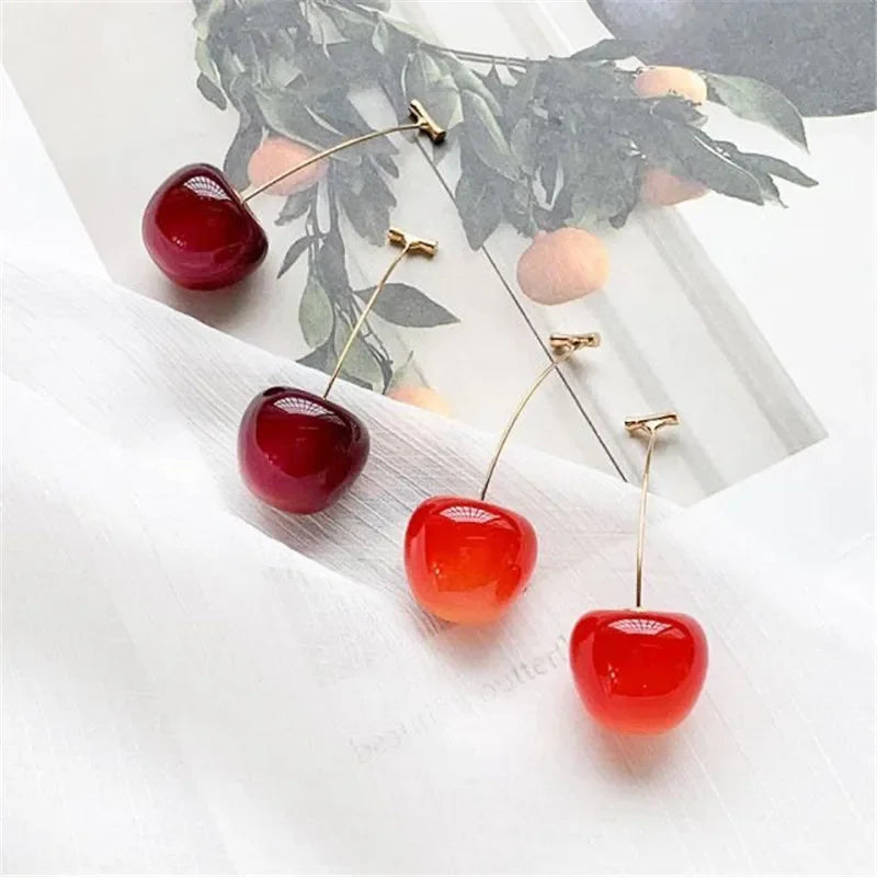 Small Fresh Sweet Red Cherry Earrings