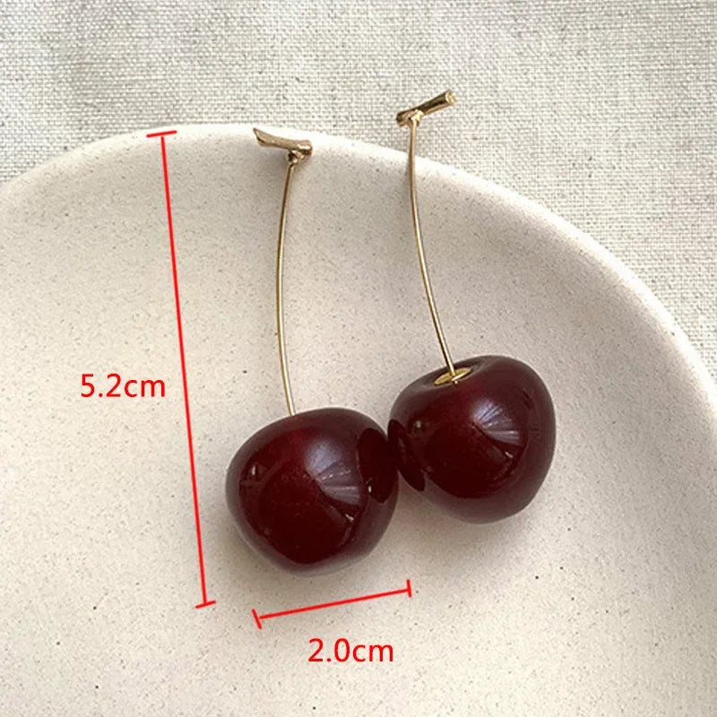 Small Fresh Sweet Red Cherry Earrings